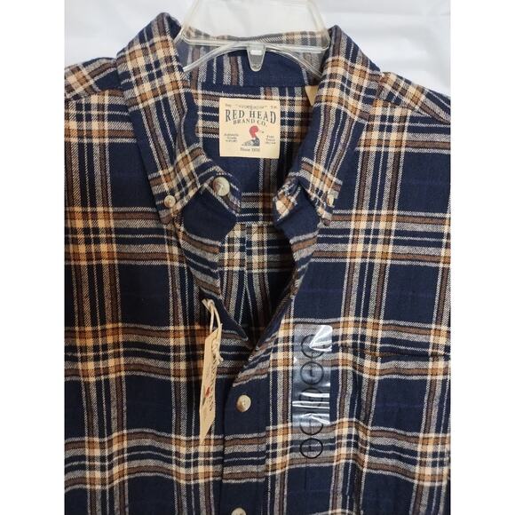 Red Head Shirt Men's Size L Navy Brown Flannel New With Tags - Picture 2 of 6